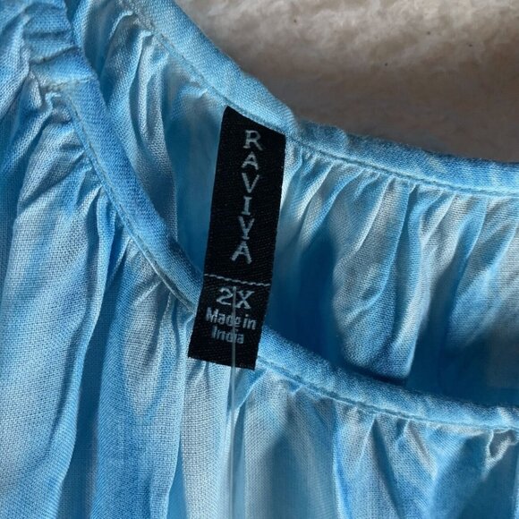 Raviya Cover-Up Dress Womens 2X Blue Rayon Pigment Wash Off the Shoulder S9498 - Picture 4 of 10